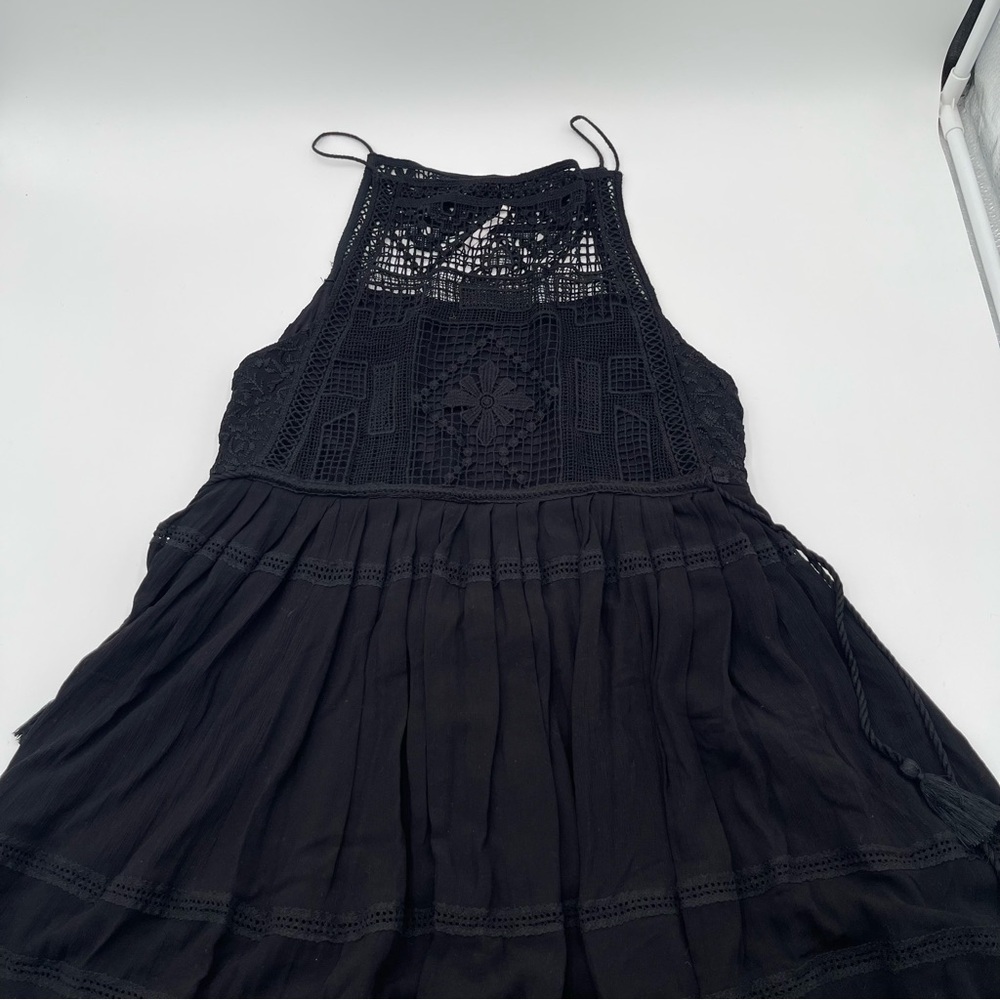 Free People Emily Crotchet Mini Dress Black Size XS Boho Summer - Picture 9 of 12
